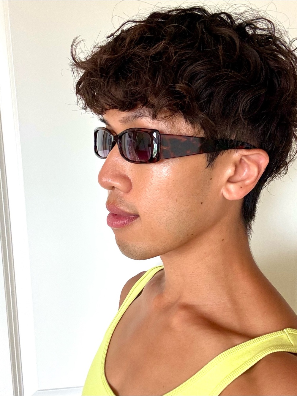 Vintage 90’s Leopard Print Rectangular Frame Sunglasses with Purple Lens - Picture 3 of 5